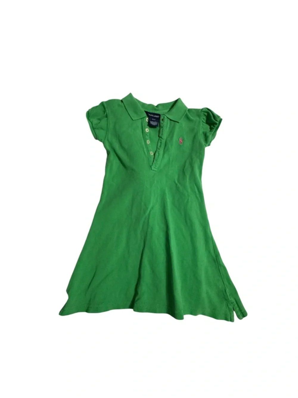 Ralph Lauren Bright Green Polo Dress with Button Placket